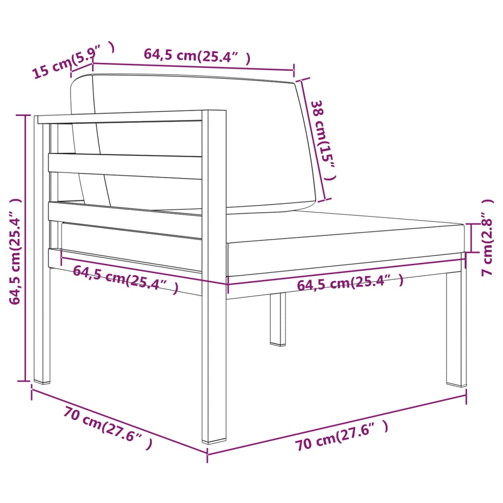 Ensemble Lounge 7 pièces avec coussins en aluminium anthracite