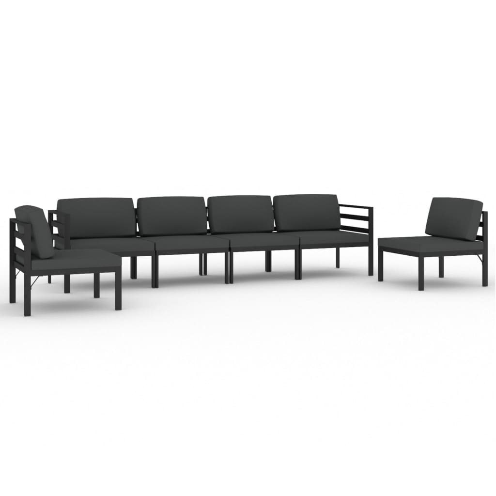 Ensemble Lounge 7 pièces avec coussins en aluminium anthracite