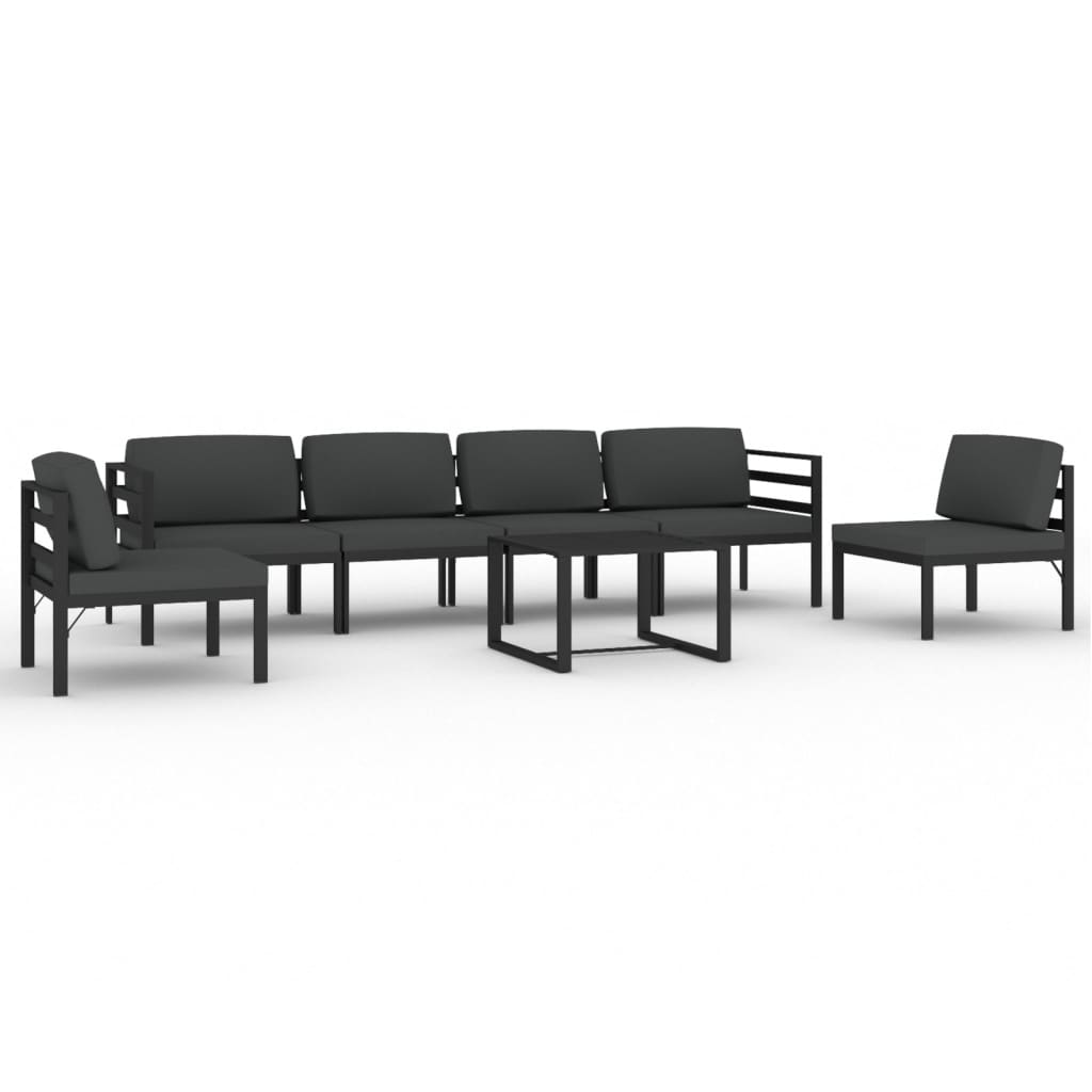 Ensemble Lounge 7 pièces avec coussins en aluminium anthracite