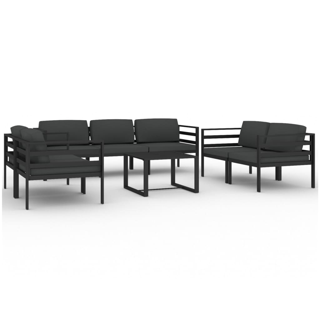 Ensemble Lounge 7 pièces avec coussins en aluminium anthracite