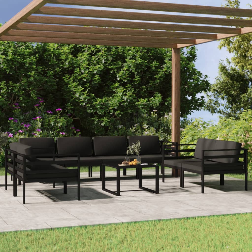 Ensemble Lounge 7 pièces avec coussins en aluminium anthracite