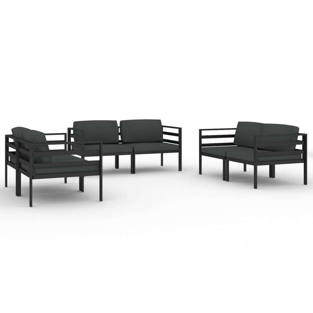 Ensemble Lounge 7 pièces avec coussins en aluminium anthracite