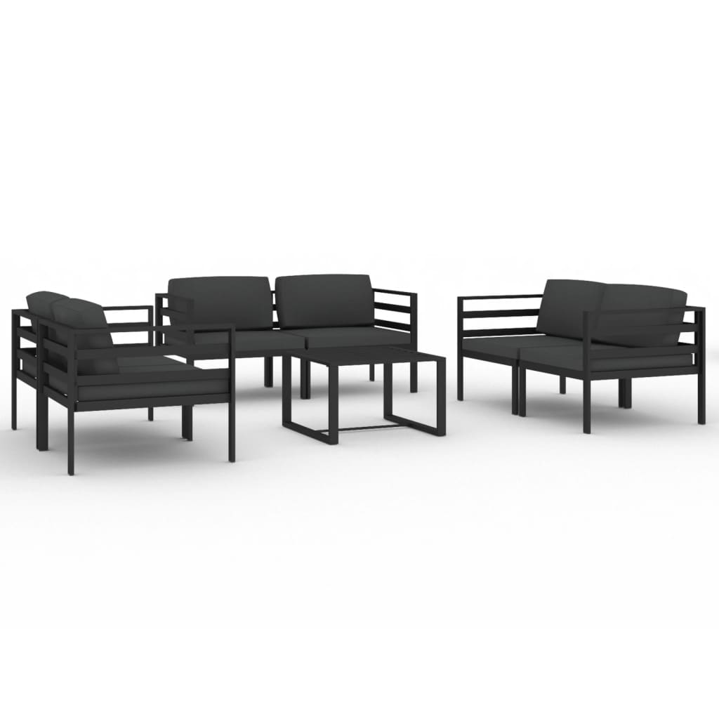 Ensemble Lounge 7 pièces avec coussins en aluminium anthracite