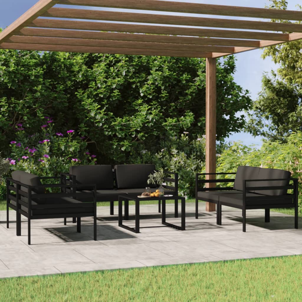 Ensemble Lounge 7 pièces avec coussins en aluminium anthracite