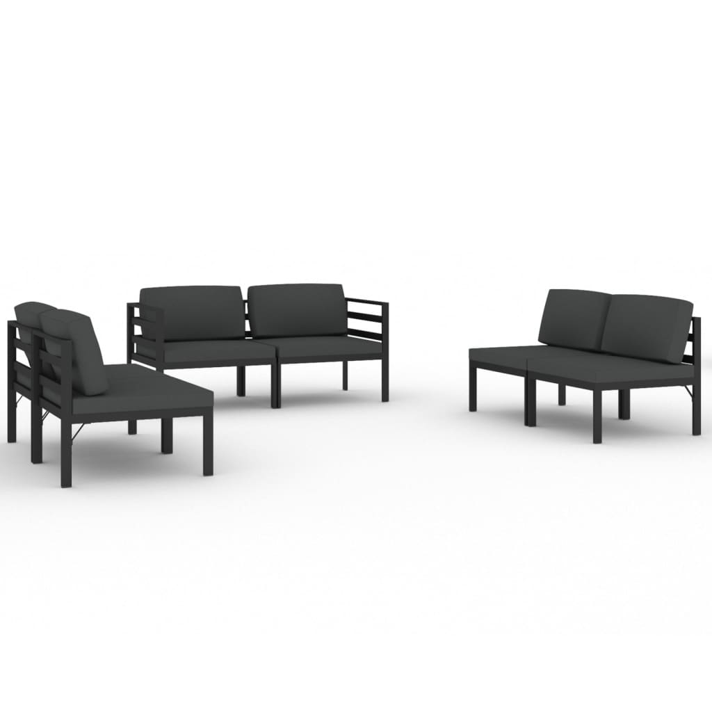 Ensemble Lounge 7 pièces avec coussins en aluminium anthracite