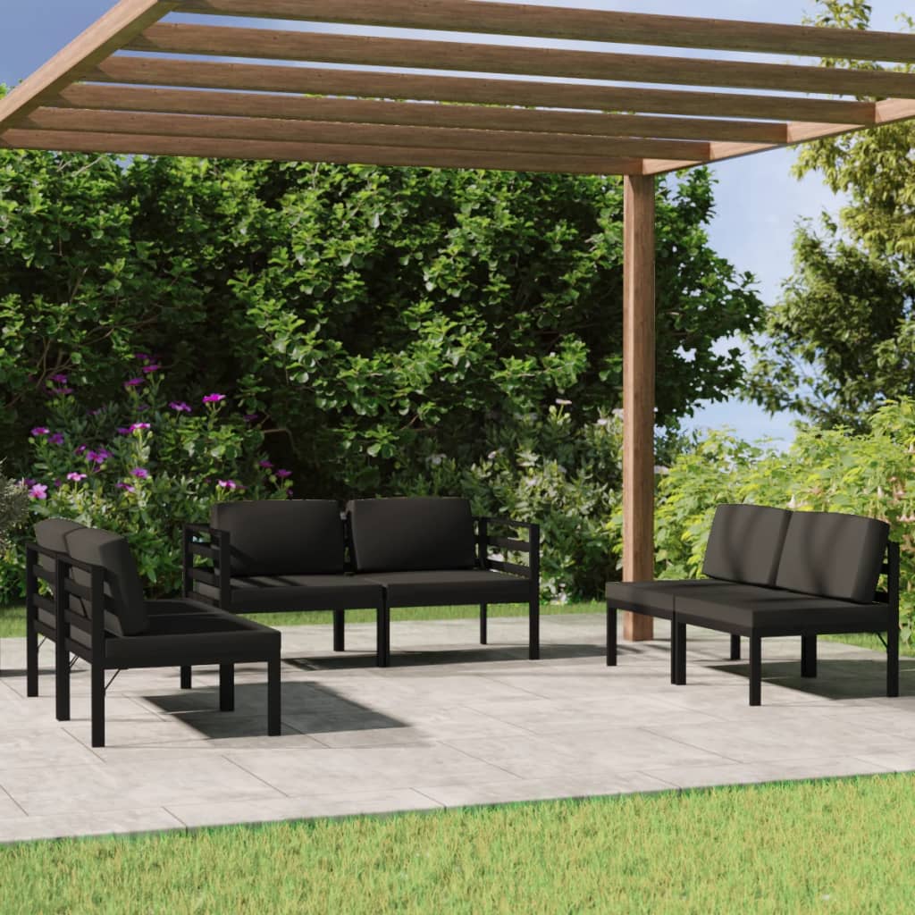 Ensemble Lounge 7 pièces avec coussins en aluminium anthracite