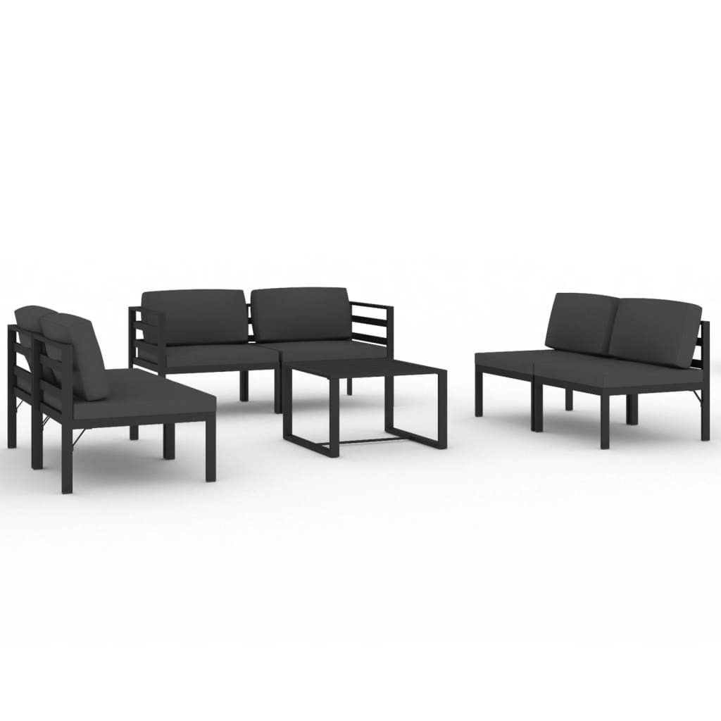 Ensemble Lounge 7 pièces avec coussins en aluminium anthracite