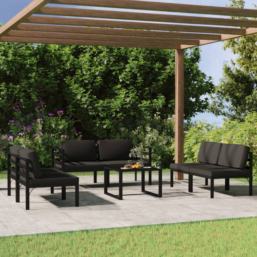 Ensemble Lounge 7 pièces avec coussins en aluminium anthracite