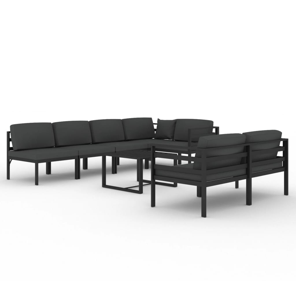 Ensemble Lounge 10 pièces avec coussins en aluminium, anthracite