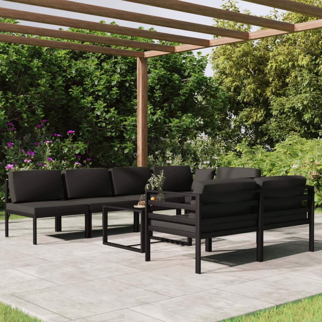 Ensemble Lounge 10 pièces avec coussins en aluminium, anthracite