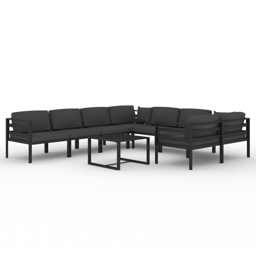 Ensemble Lounge 10 pièces avec coussins en aluminium, anthracite