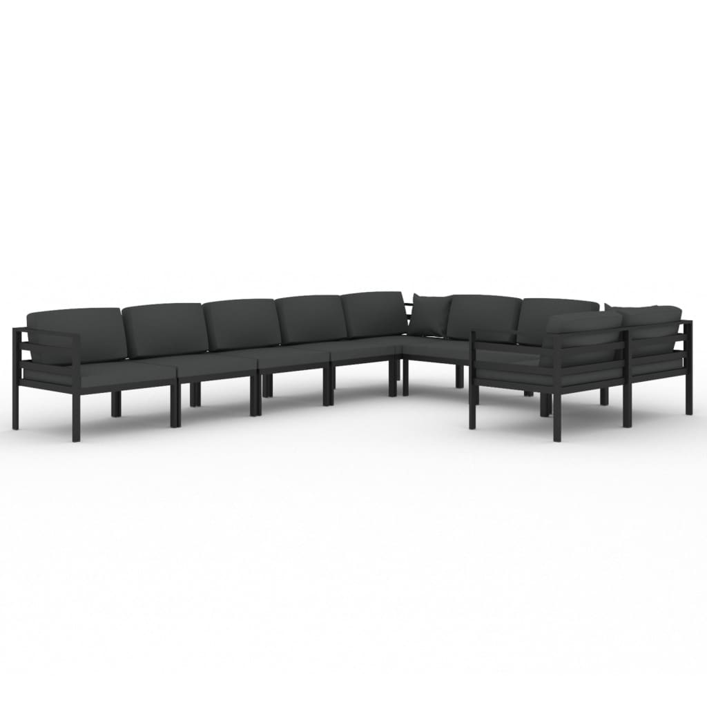 Ensemble Lounge 10 pièces avec coussins en aluminium, anthracite