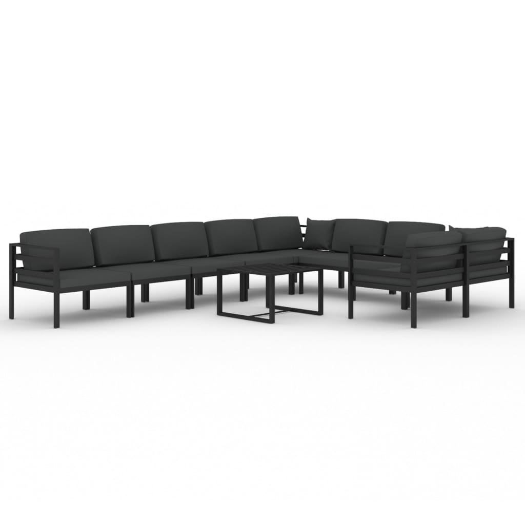 Ensemble Lounge 10 pièces avec coussins en aluminium, anthracite