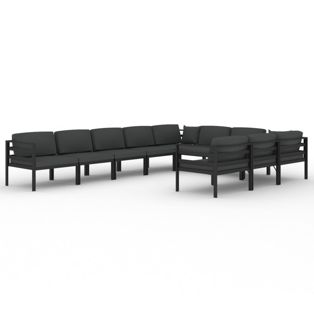 Ensemble Lounge 10 pièces avec coussins en aluminium, anthracite