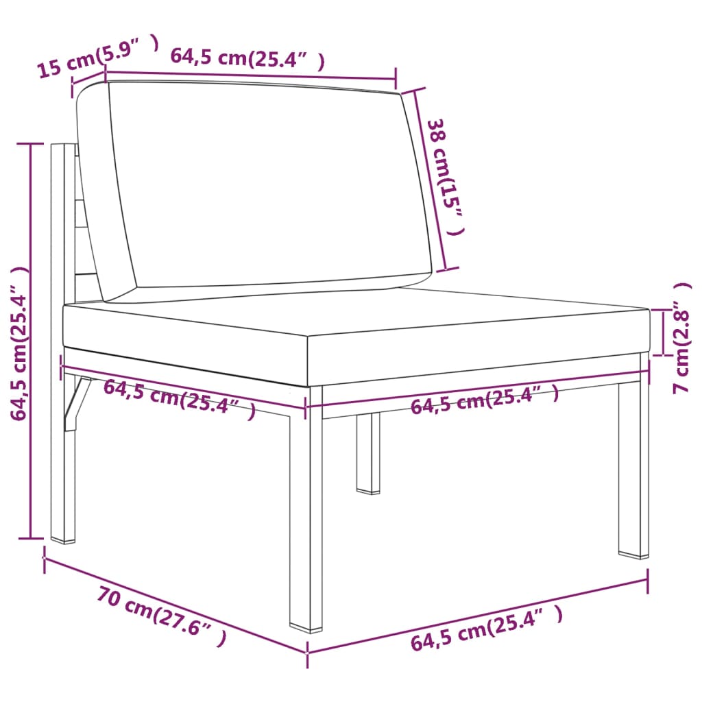 Ensemble Lounge 10 pièces avec coussins en aluminium, anthracite