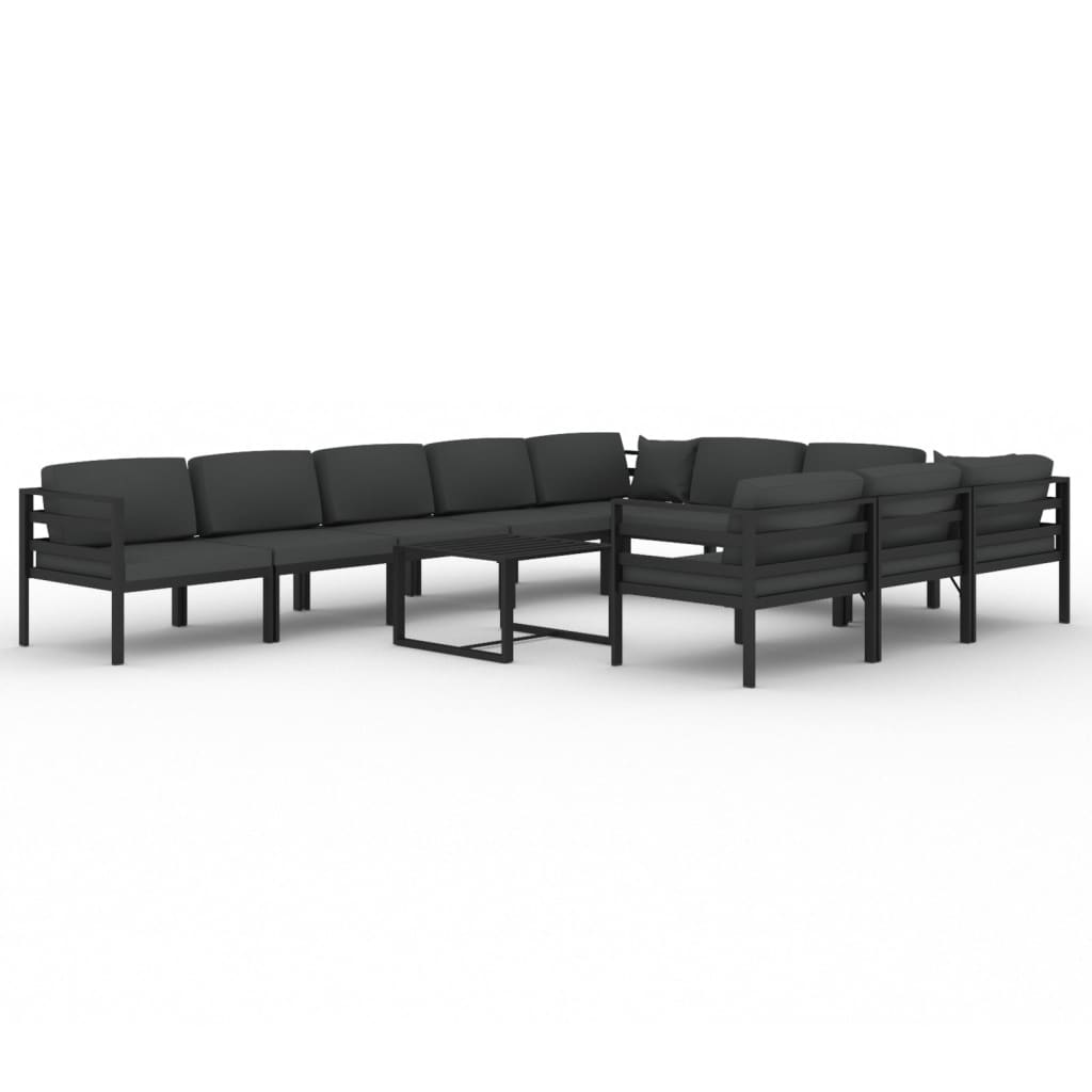 Ensemble Lounge 10 pièces avec coussins en aluminium, anthracite