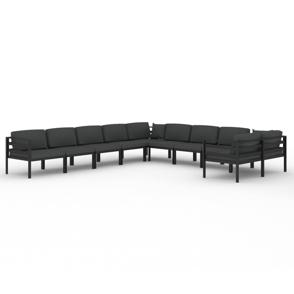 Ensemble Lounge 10 pièces avec coussins en aluminium, anthracite