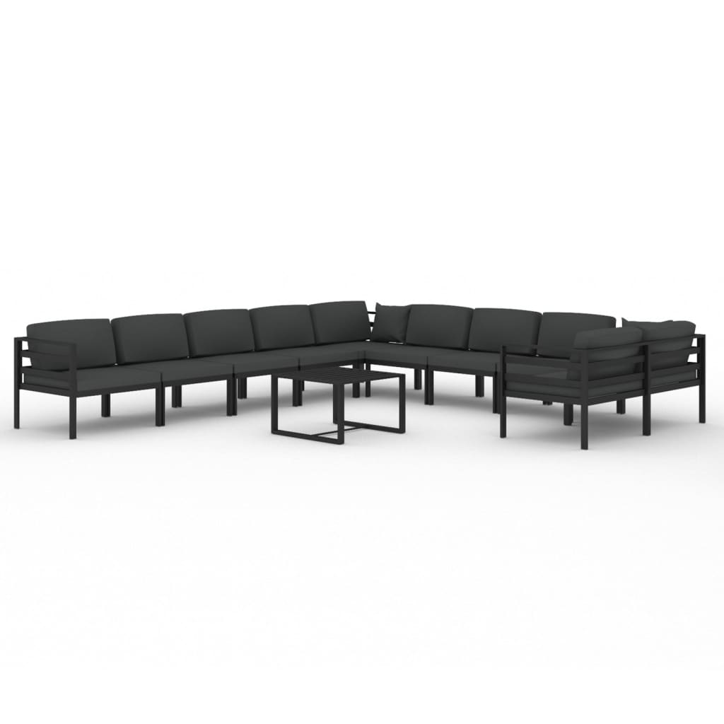 Ensemble Lounge 10 pièces avec coussins en aluminium, anthracite