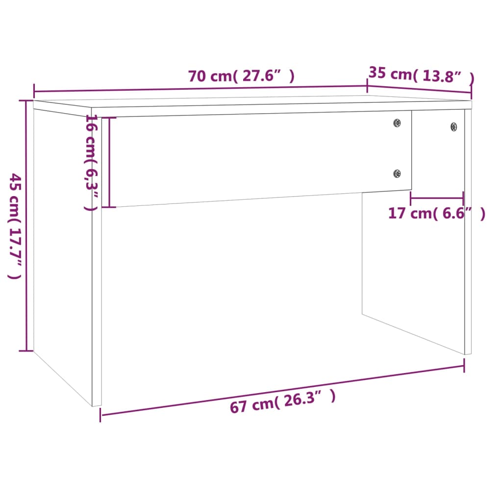 Kaptafelkruk 70x35x45 cm bewerkt hout eikenkleurig