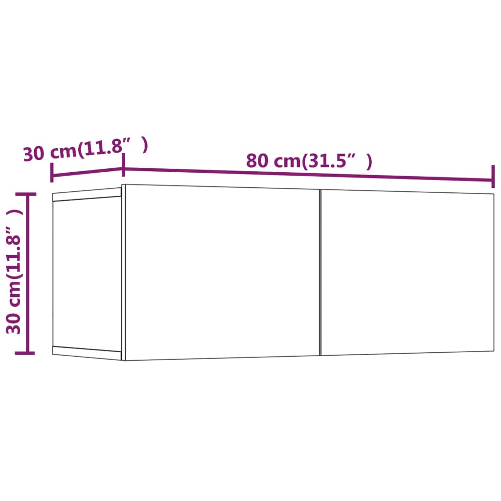 Tv-meubel 80x30x30 cm bewerkt hout bruin eikenkleur