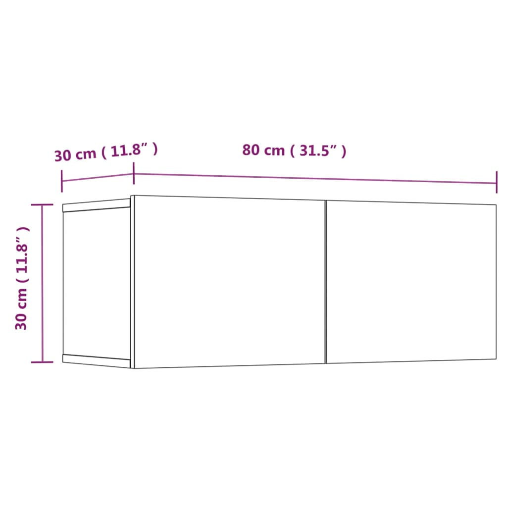 Tv-meubel 80x30x30 cm bewerkt hout bruin eikenkleur