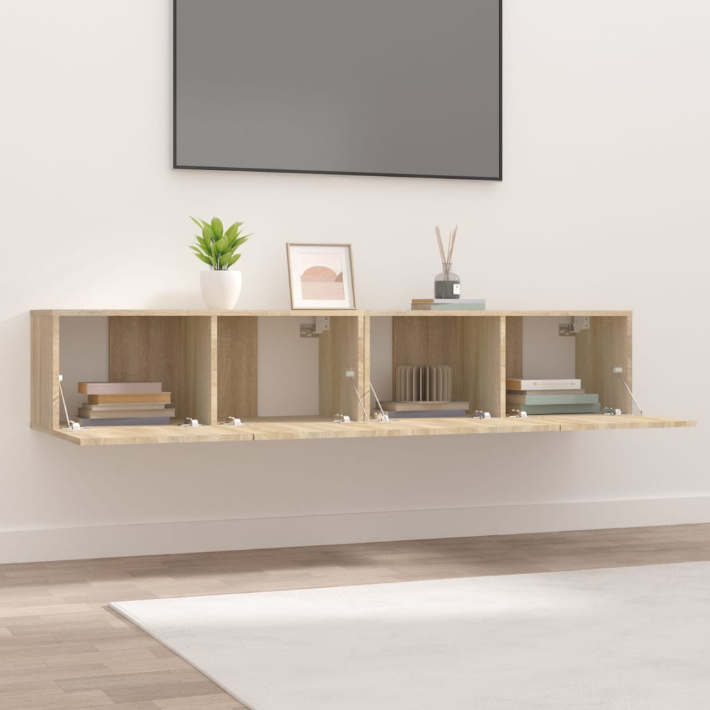 Tv-meubel 80x30x30 cm bewerkt hout bruin eikenkleur