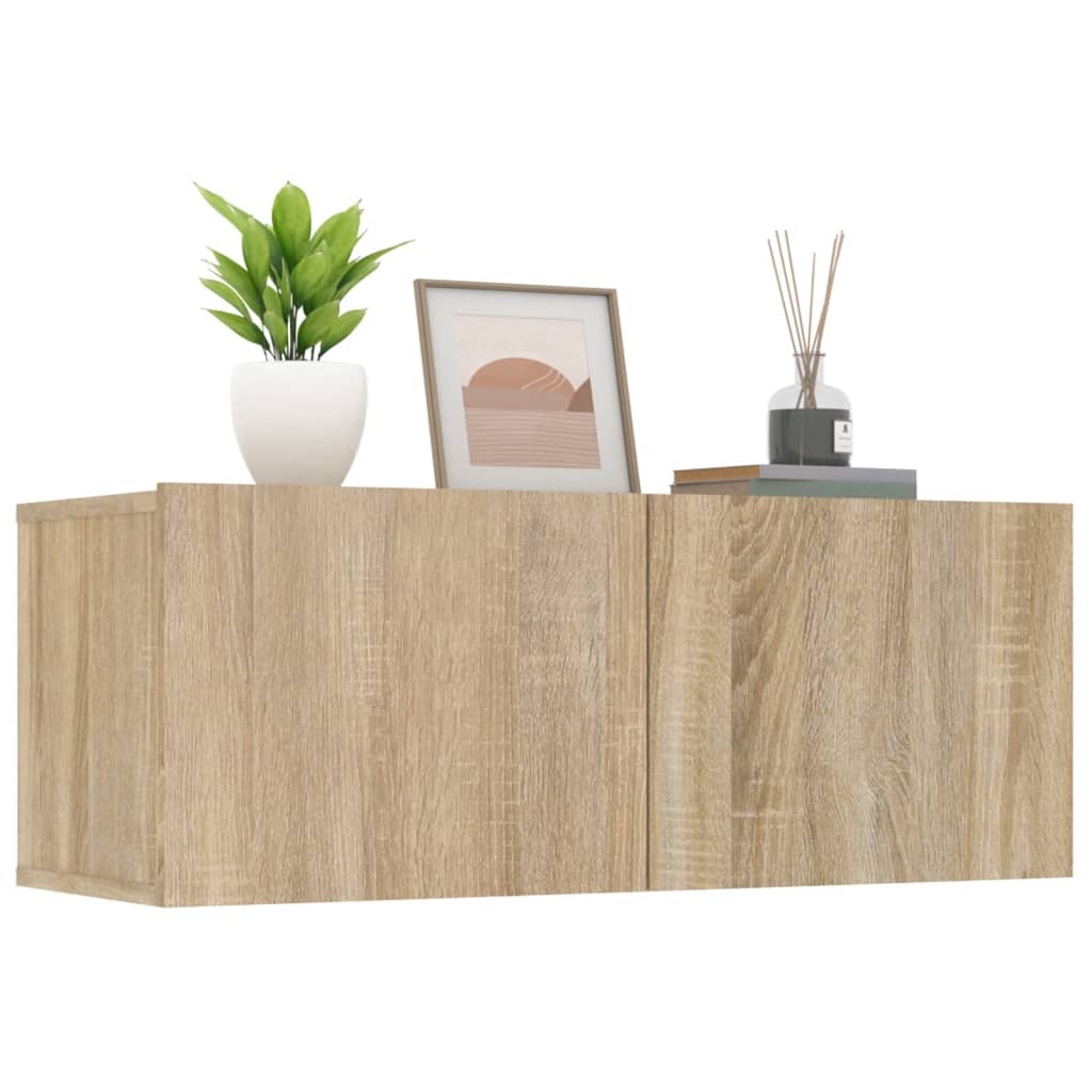 Tv-meubel 80x30x30 cm bewerkt hout bruin eikenkleur