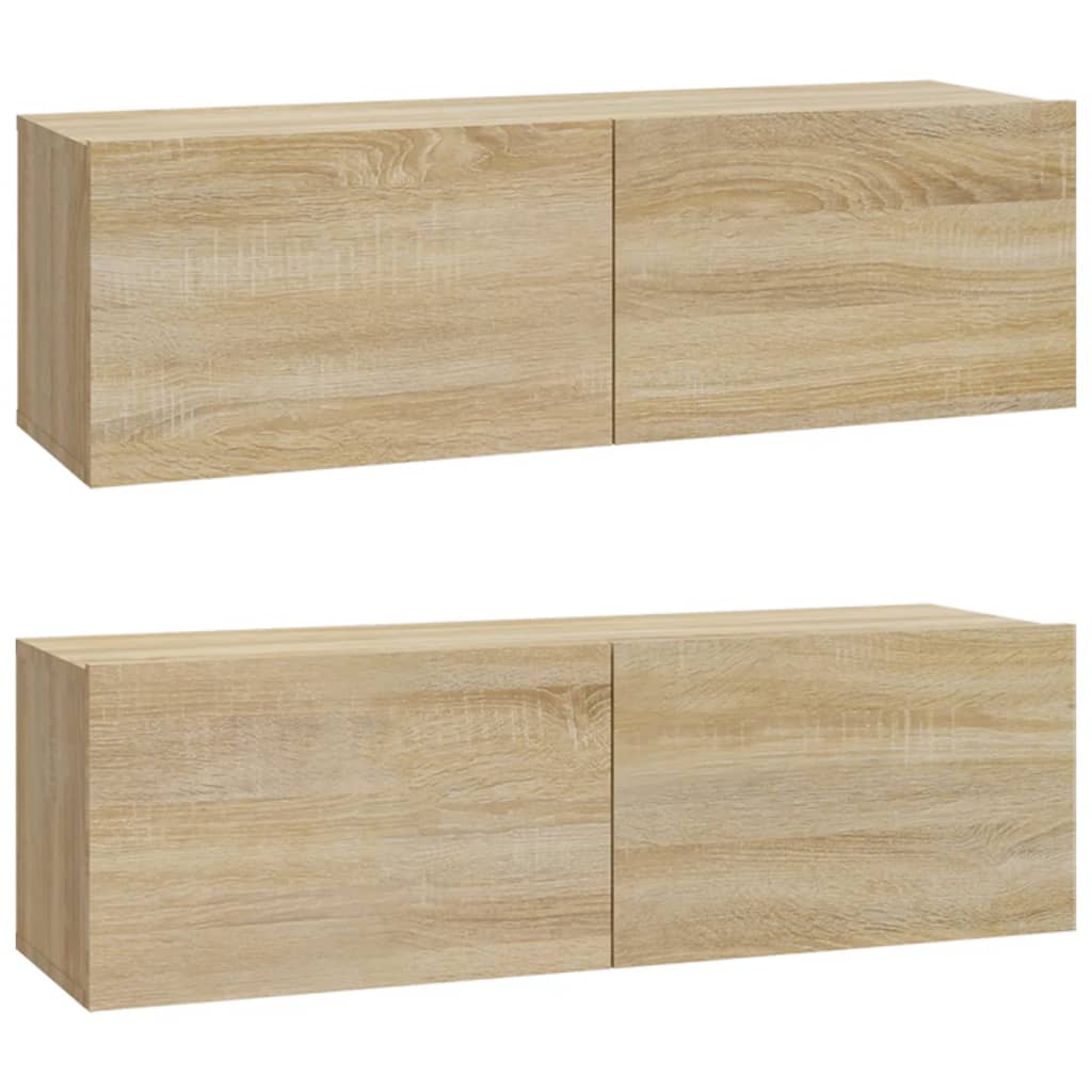 Meuble mural TV 2 pcs 100x30x30 cm bois couleur chêne