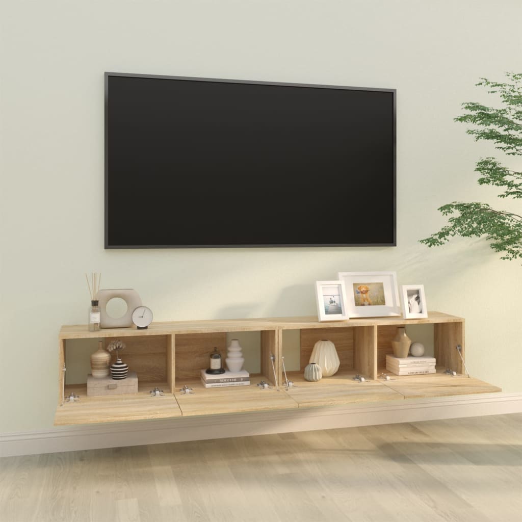 Meuble mural TV 2 pcs 100x30x30 cm bois couleur chêne