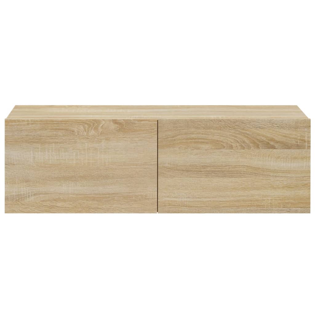 Meuble mural TV 2 pcs 100x30x30 cm bois couleur chêne