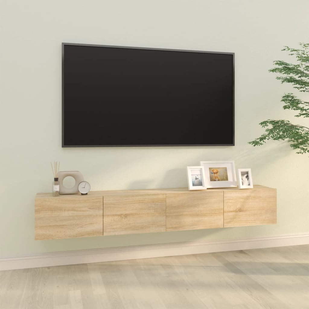 Meuble mural TV 2 pcs 100x30x30 cm bois couleur chêne