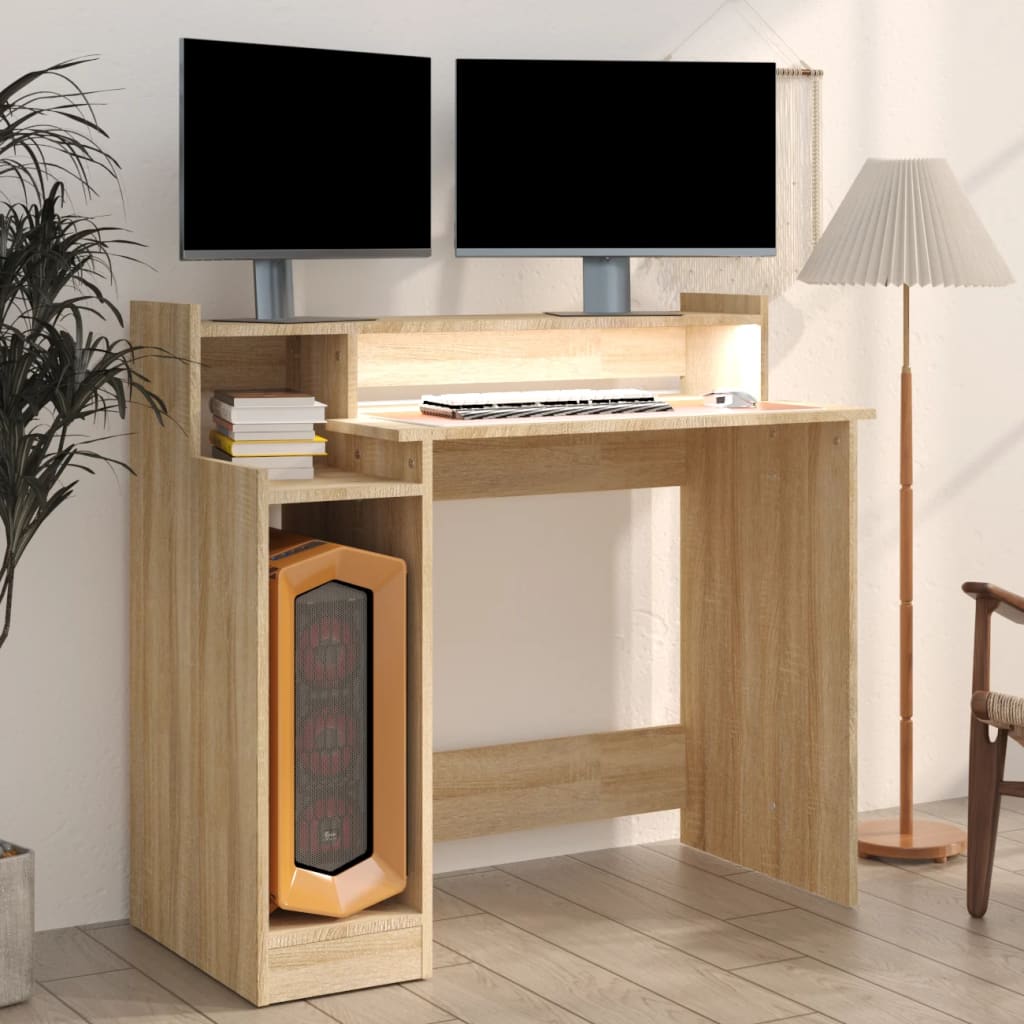 Bureau avec éclairage LED 97x45x90 cm bois fini