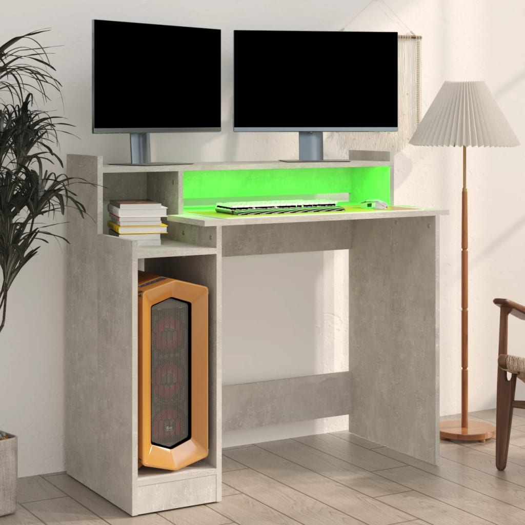 Bureau avec éclairage LED 97x45x90 cm bois fini