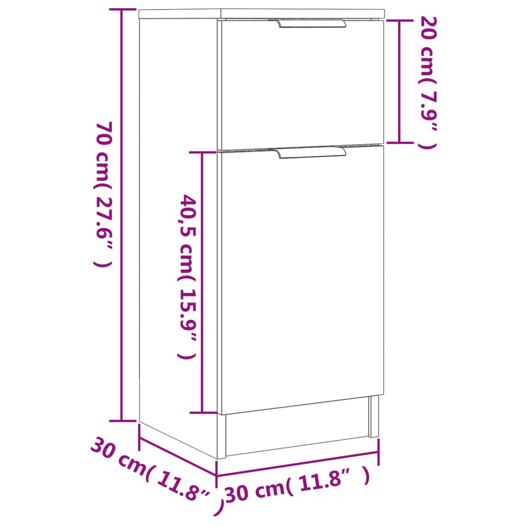 Buffet 30x30x70 cm en bois travaillé