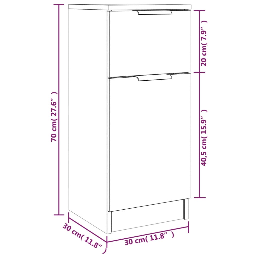 Buffets 2 pcs 30x30x70 cm bois fini