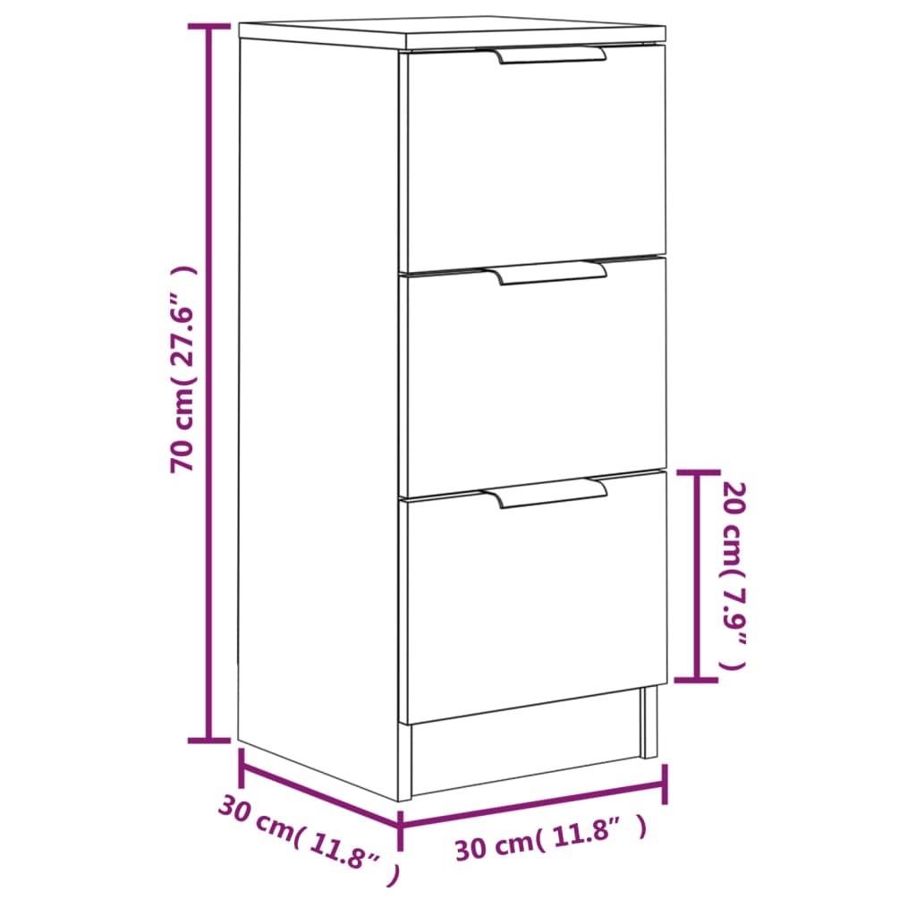 Dressoir 30x30x70 cm bewerkt hout