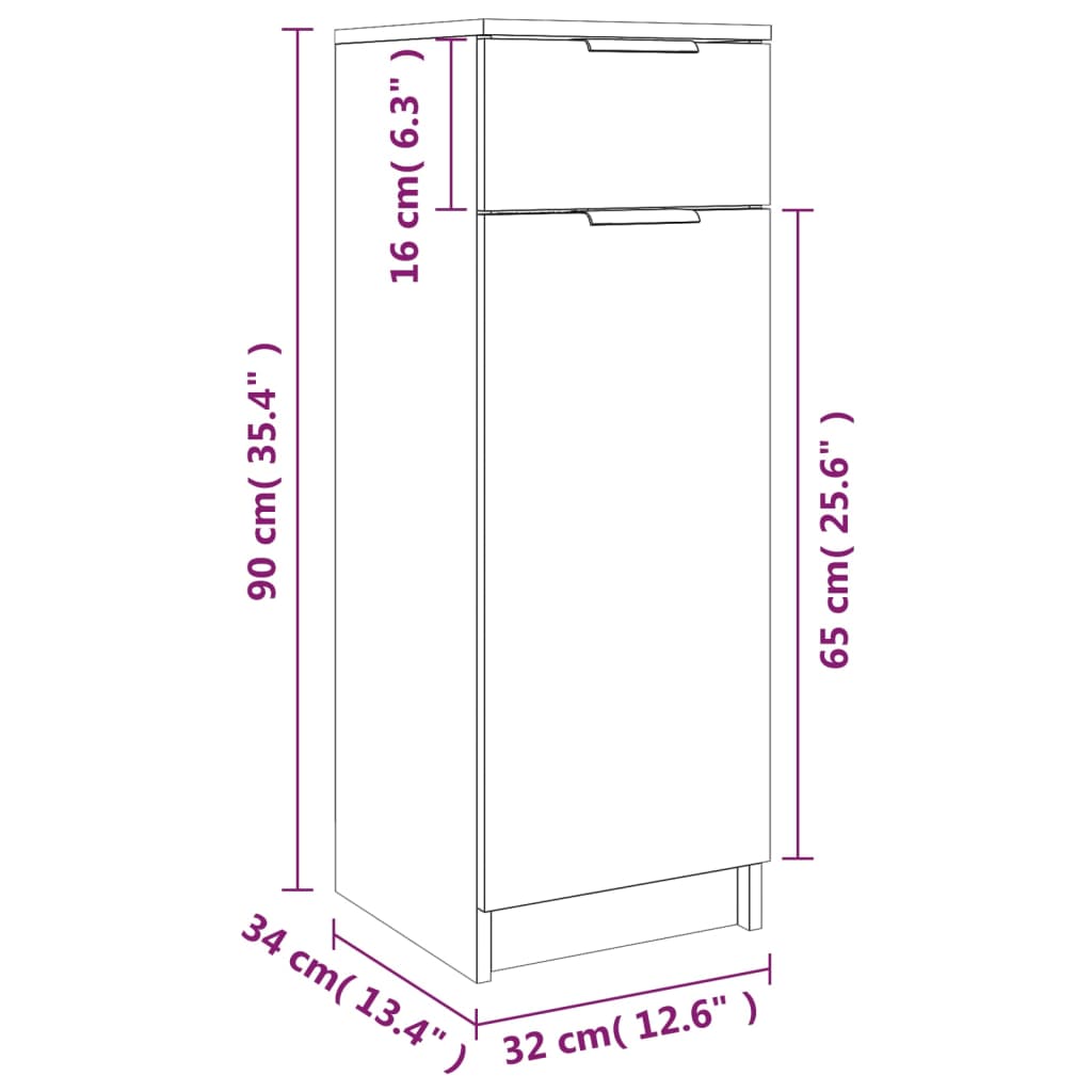 Meuble de salle de bain 32x34x90 cm bois fini