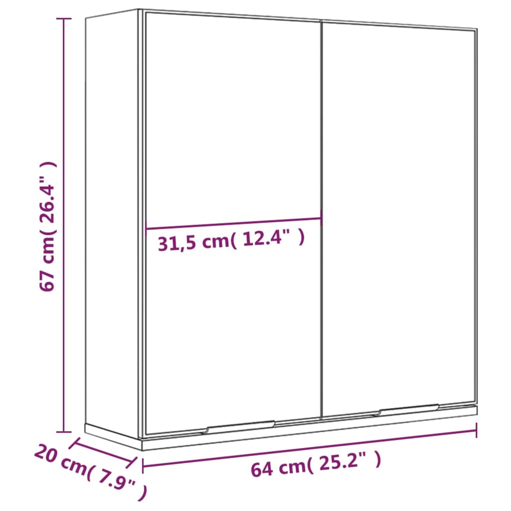 Badkamerkast met spiegel 64x20x67 cm wit