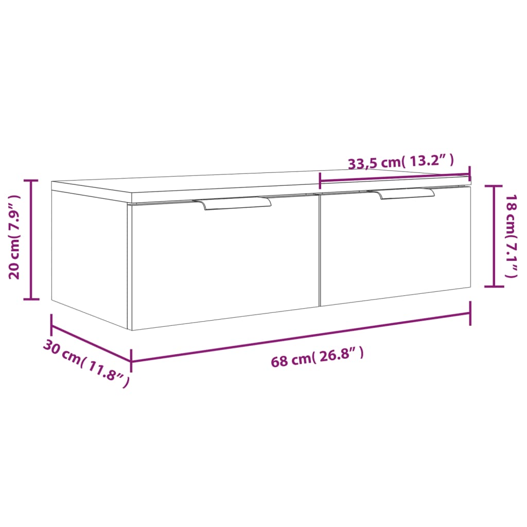 Élément mural 68x30x20 cm en bois travaillé