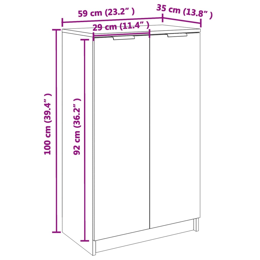 Schoenenkast 59x35x100 cm bewerkt hout