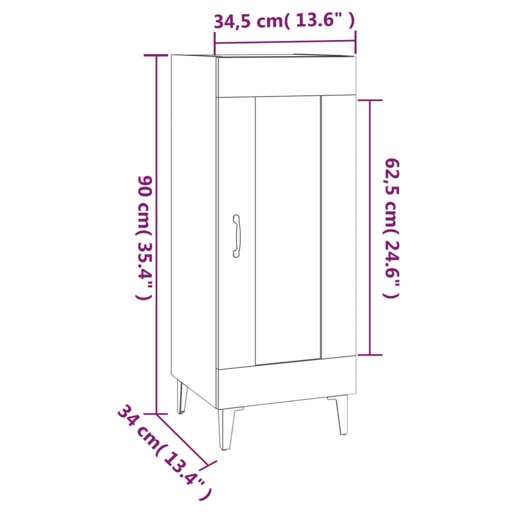 Buffet 34,5x34x90 cm en bois travaillé