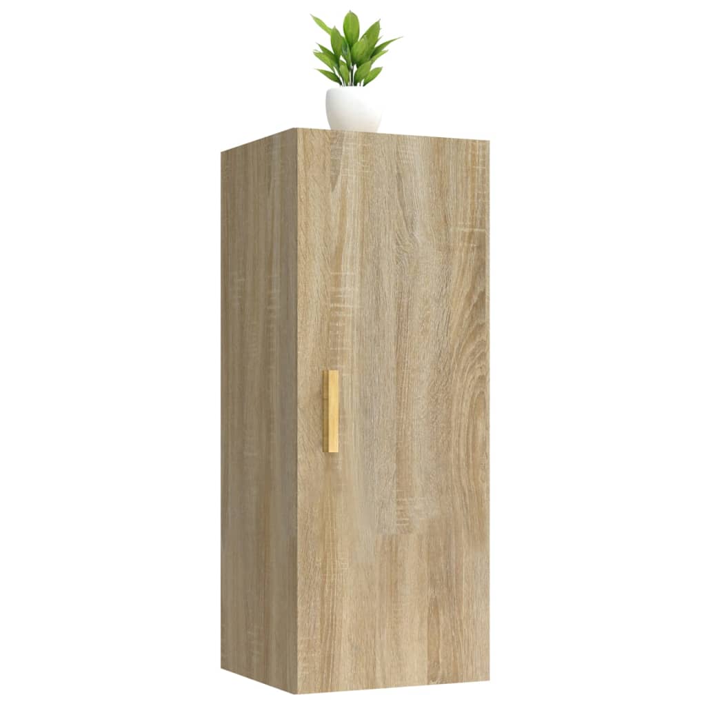 Wandkast 34,5x34x90 cm bewerkt hout eikenkleurig