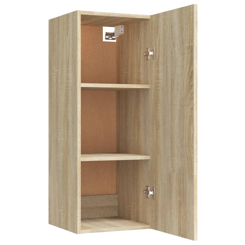 Wandkast 34,5x34x90 cm bewerkt hout eikenkleurig