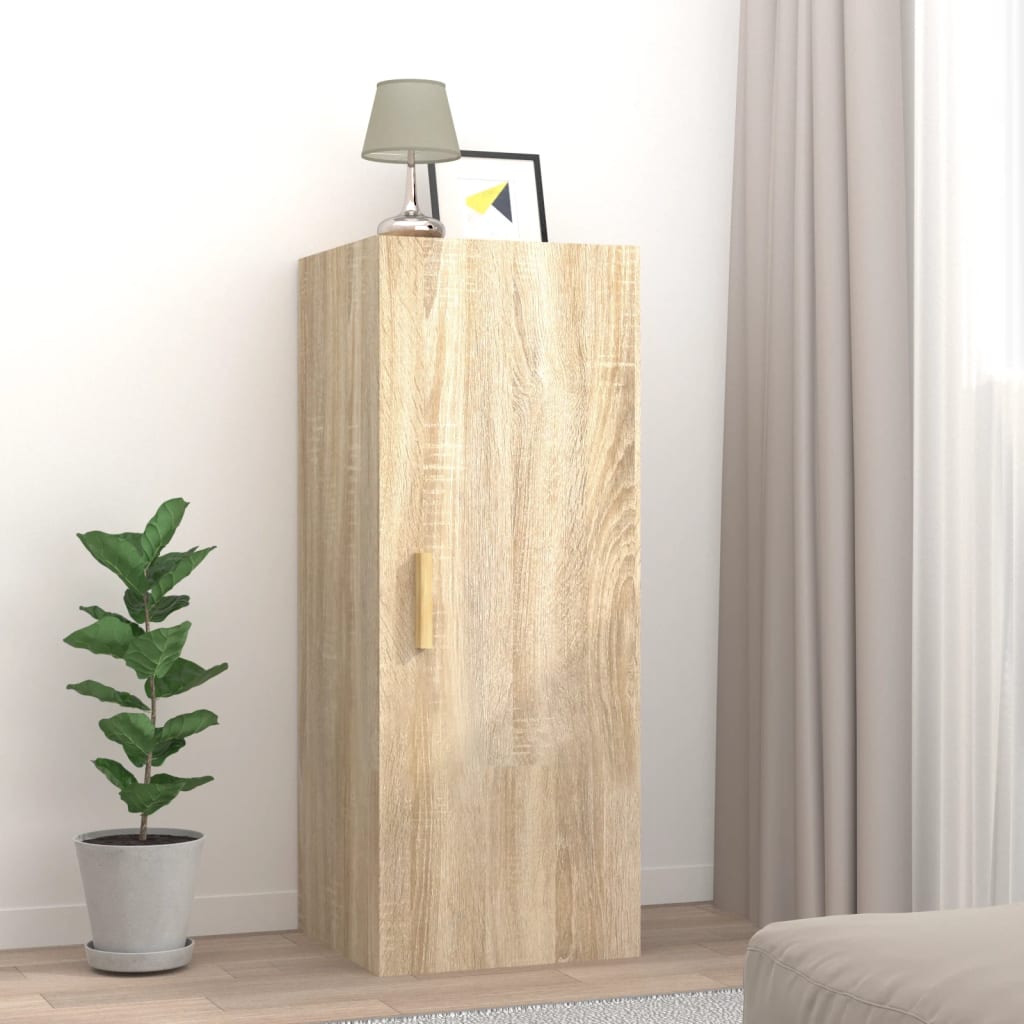 Wandkast 34,5x34x90 cm bewerkt hout eikenkleurig