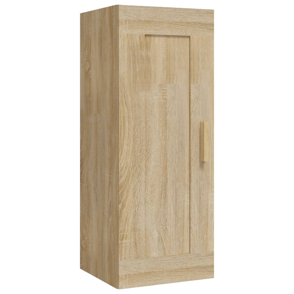 Wandkast 35x34x90 cm bewerkt hout eikenkleurig