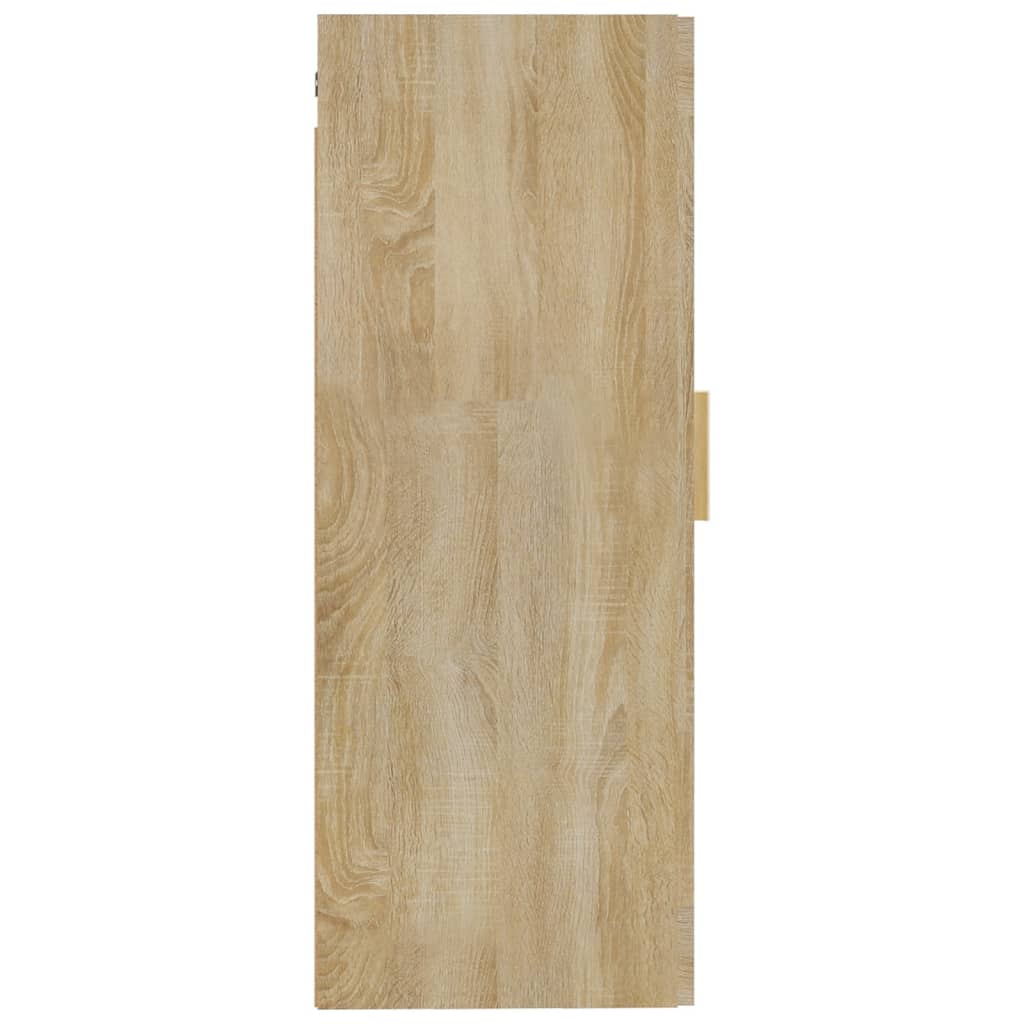 Wandkast 35x34x90 cm bewerkt hout eikenkleurig