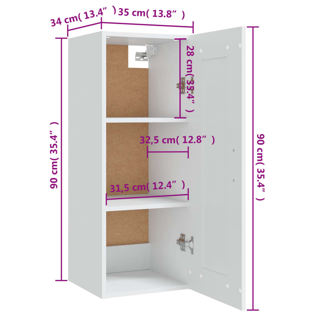 Hangkast 35x34x90 cm bewerkt hout