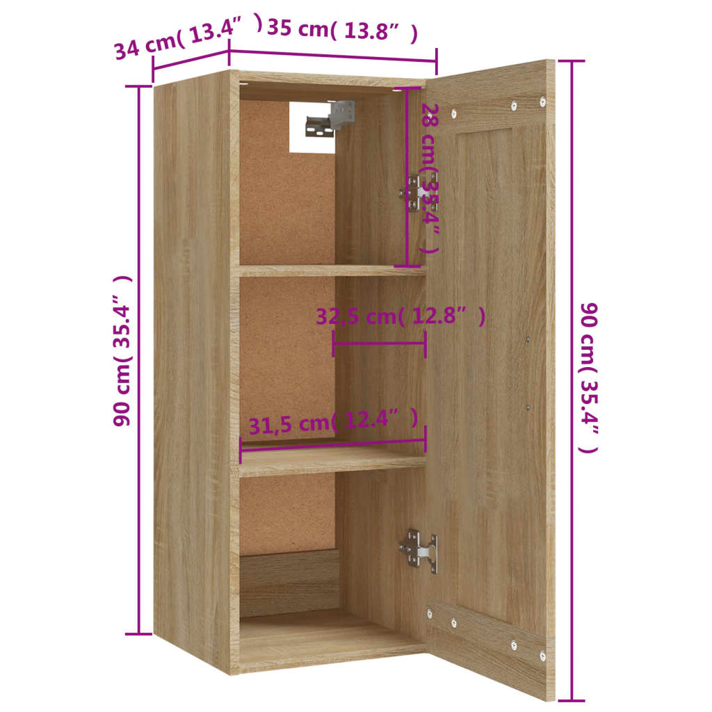 Hangkast 35x34x90 cm bewerkt hout