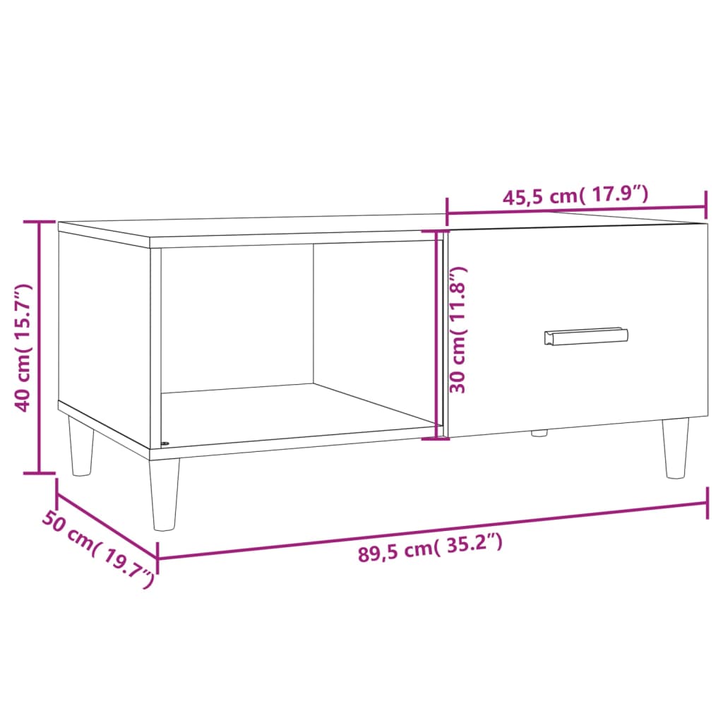 Salontafel 89,5x50x40 cm bewerkt hout