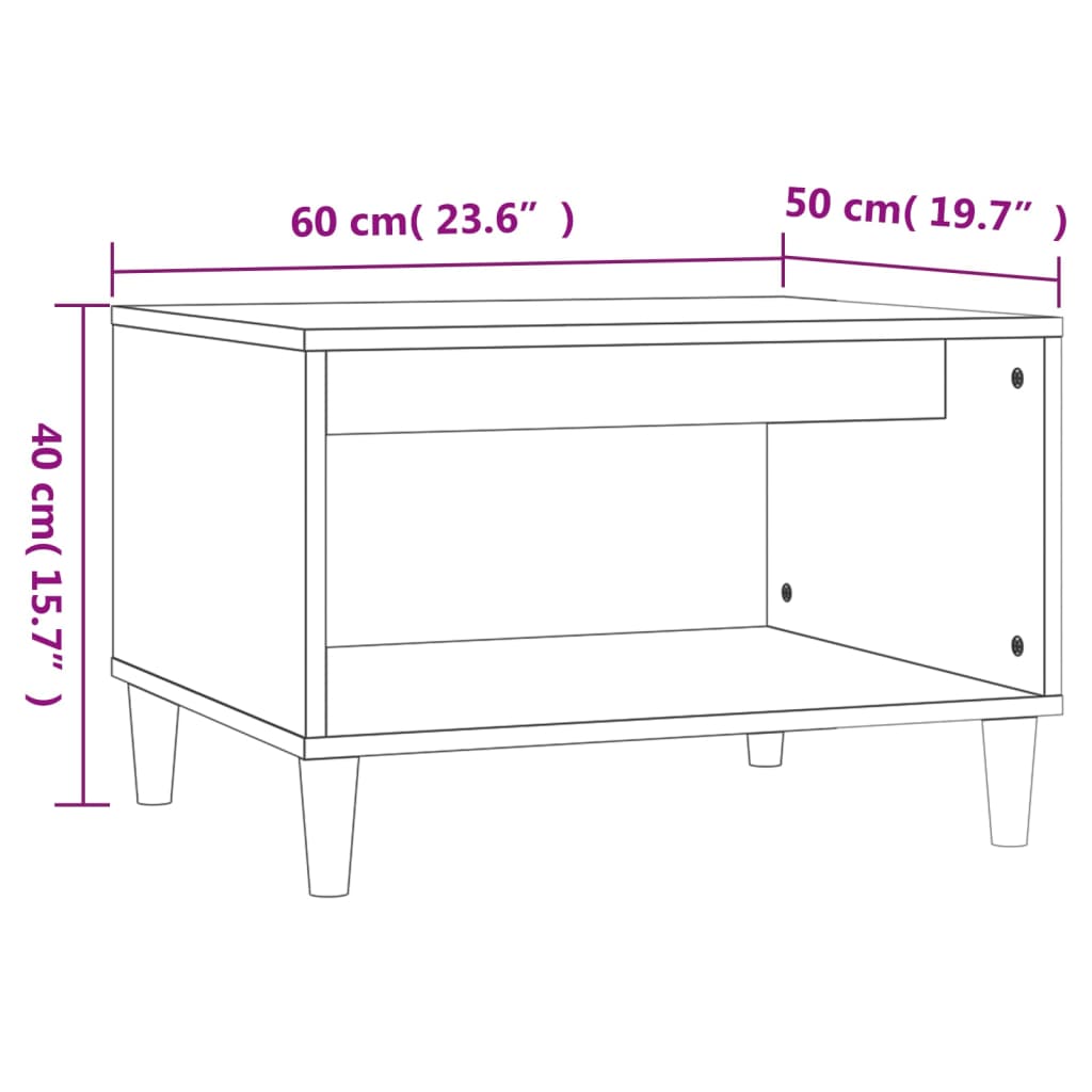 Table basse 60x50x40 cm en bois travaillé